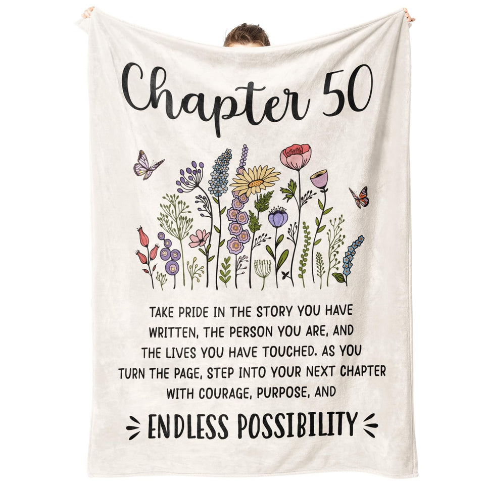 Afterprints Chapter 50 blanket cover with elegant milestone design