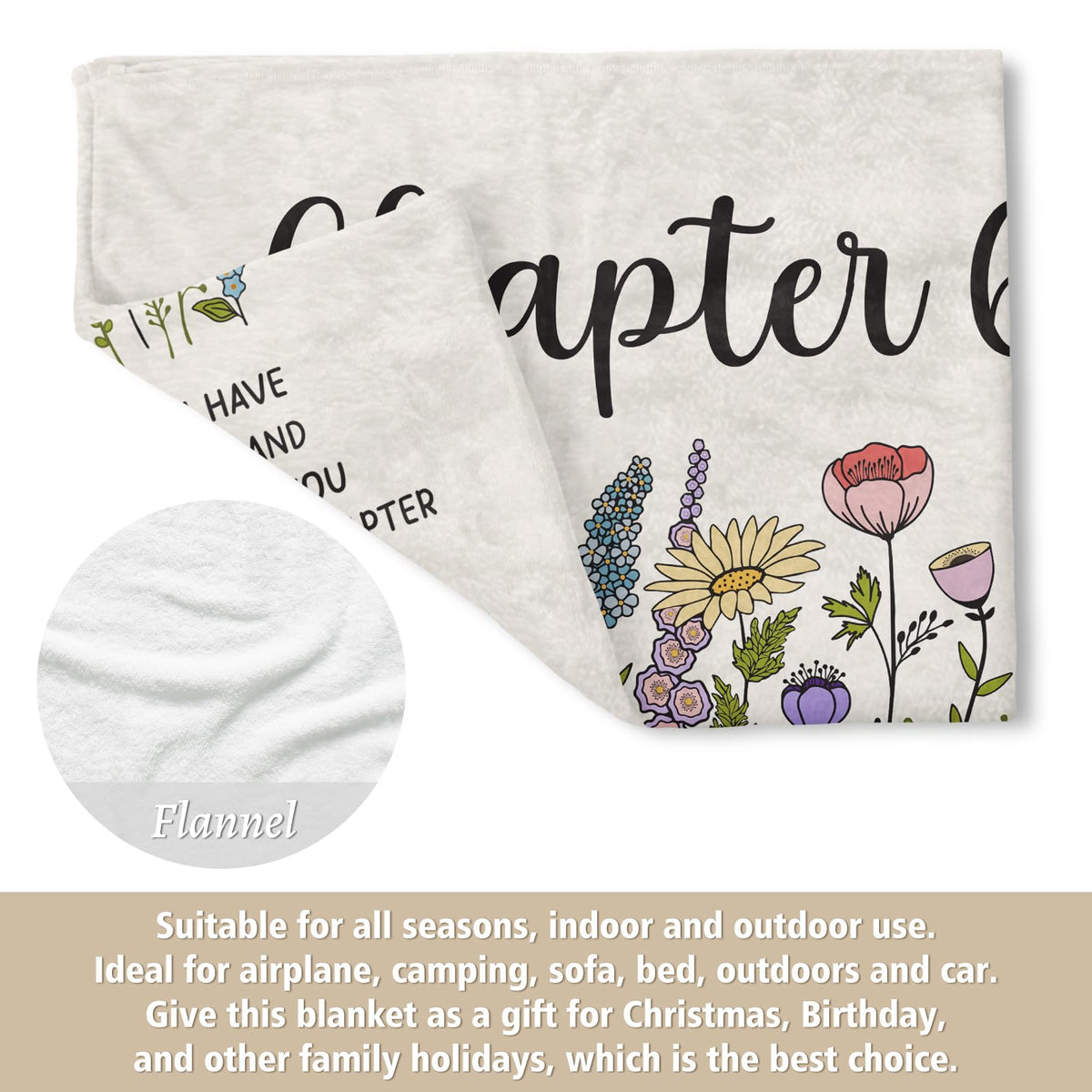Afterprints Chapter 60 decor blanket enhances birthday celebrations with elegant floral accents.
