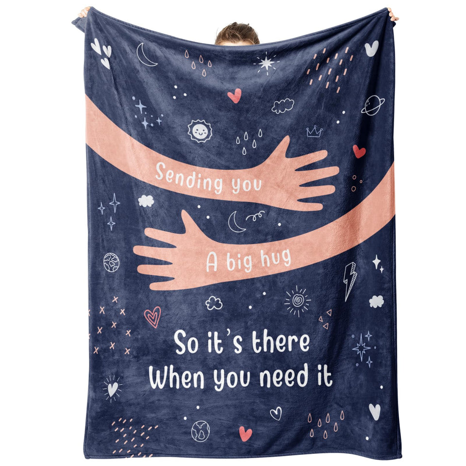 Afterprints Hugging Blanket close-up provides comforting warmth for recovery moments.