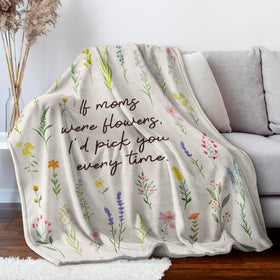 Afterprints mom blanket close-up reveals soft, breathable polyester flannel texture.