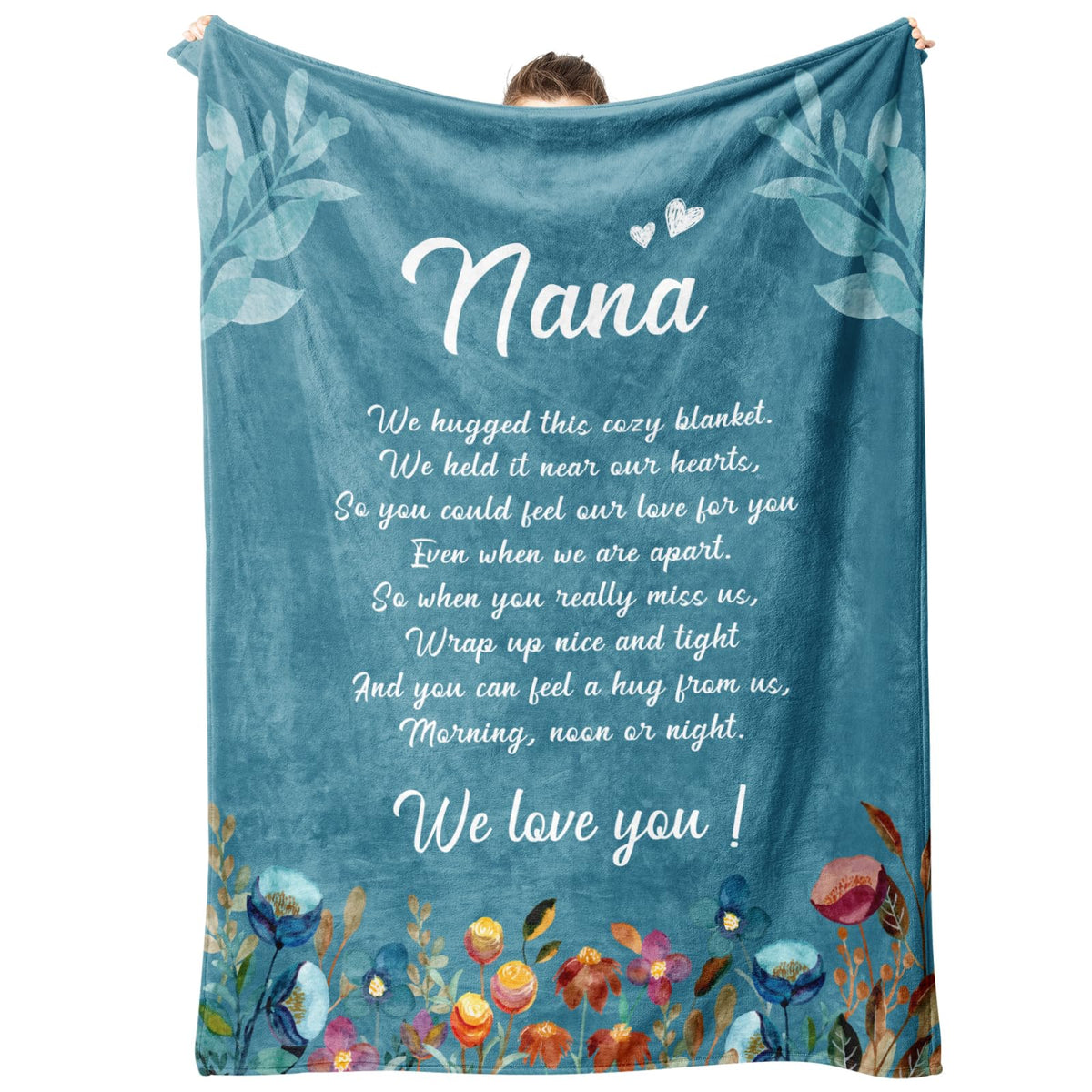 Afterprints Nana Gifts blanket with flowers and letters design for cozy warmth at home