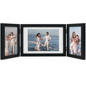 Afuly 3-panel collage frame black front view shows compact wall-ready photo display.