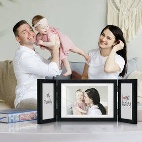 Afuly 3-panel collage frame black side hinges enable flexible portrait and landscape layouts.