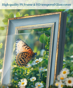 Afuly 5x7 blue-gold frame on wall showcases memories.