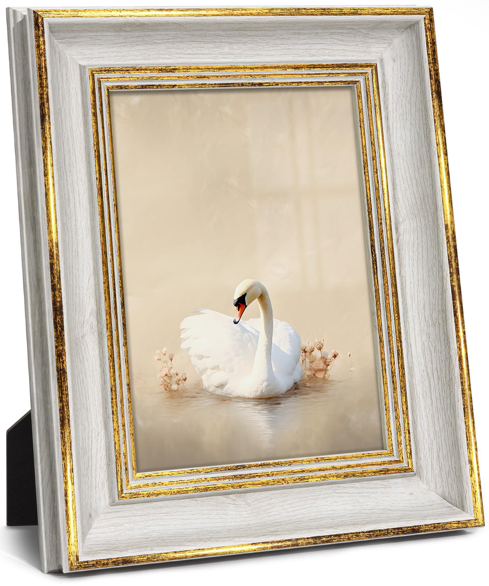 Afuly 5x7 frame front view with retro white-gold texture for elegant photo display.