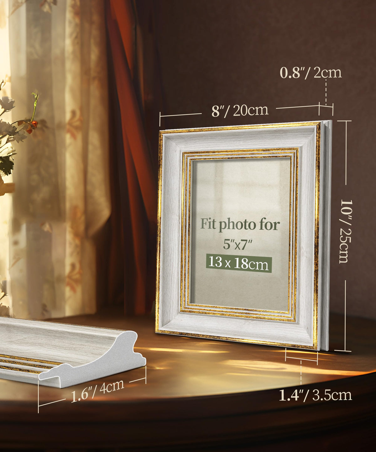 Afuly 5x7 tabletop standing frame ready for desk display.