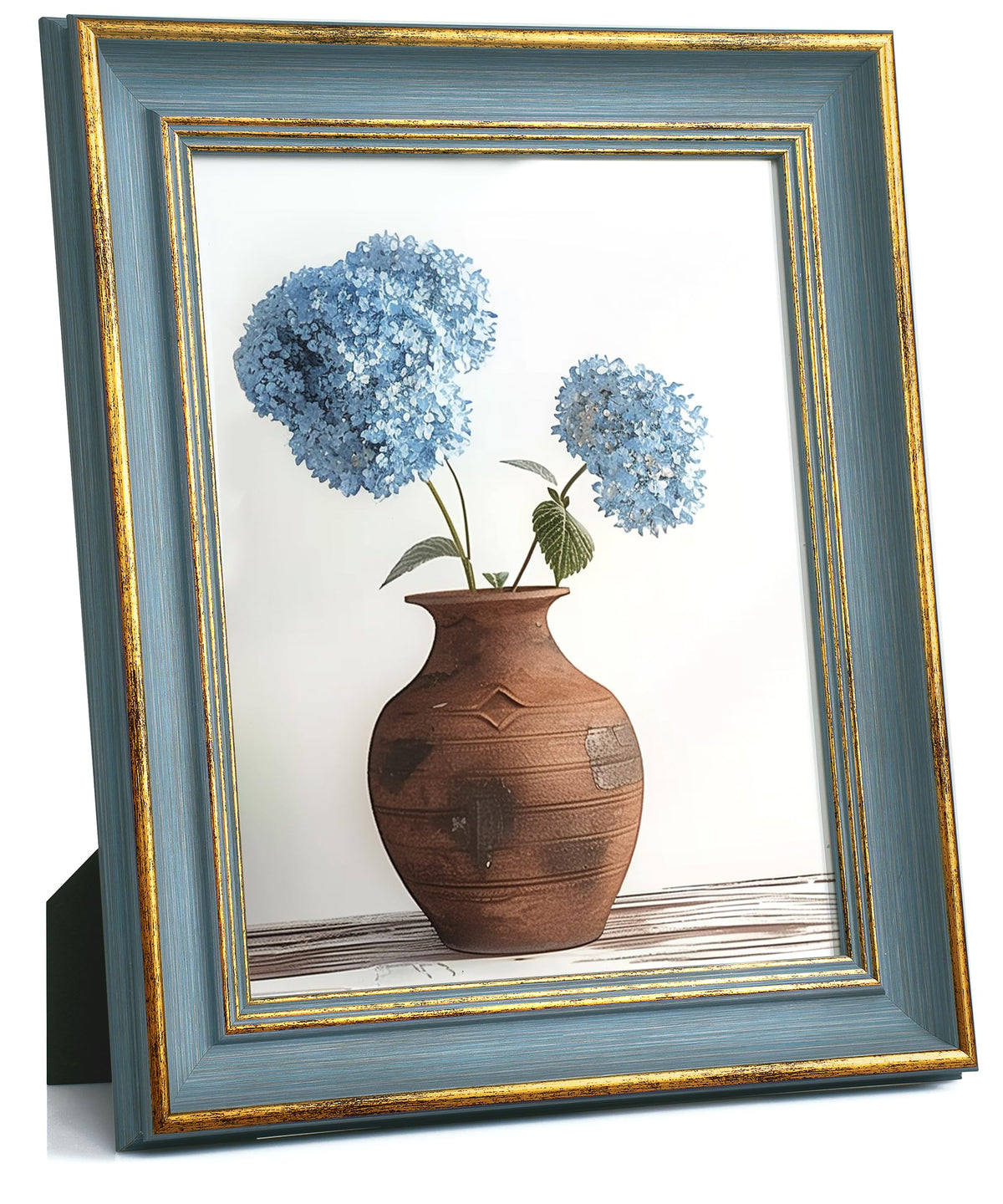 Afuly 8x10 blue-gold frame mounted on wall for retro charm.