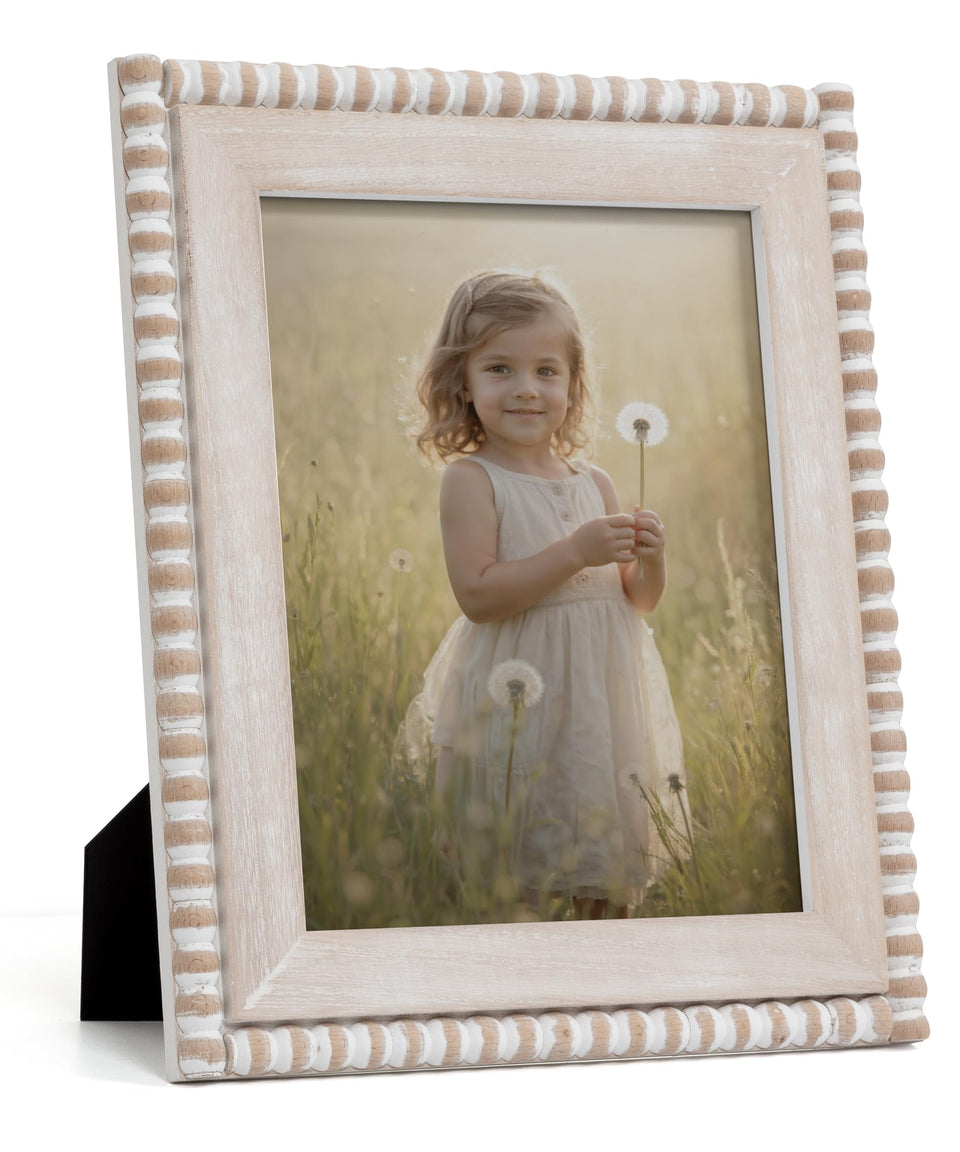 Afuly 8x10 farmhouse frame with boho white beads ready for wall display and memories