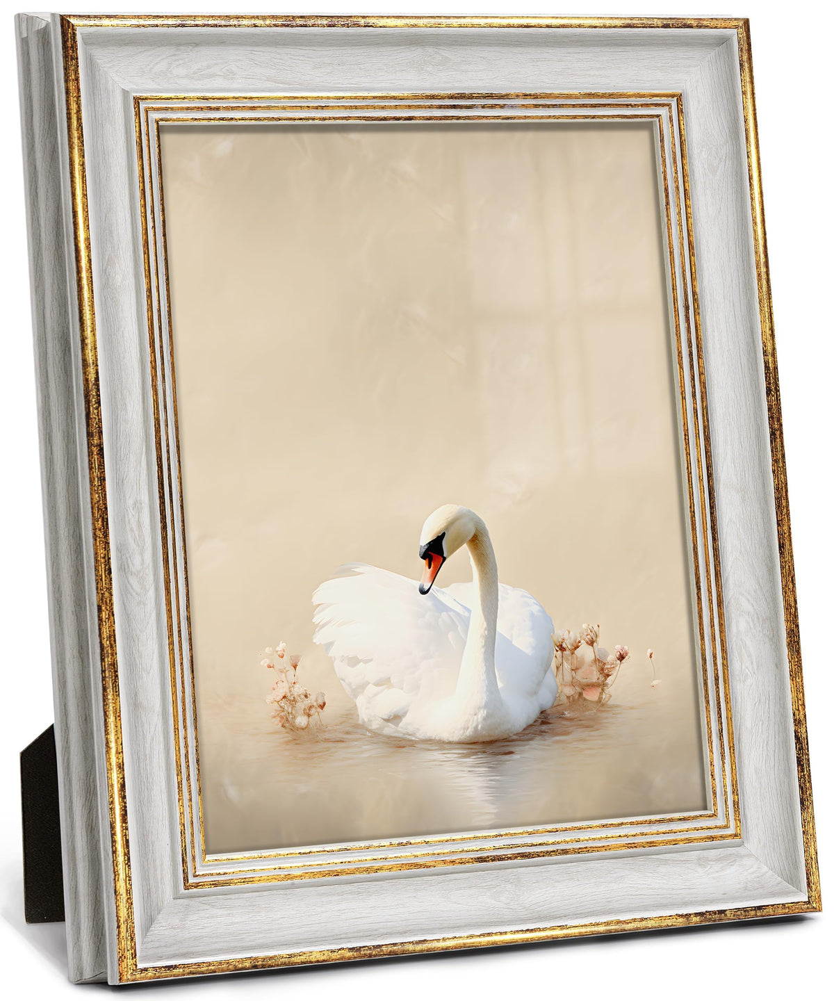 Afuly 8x10 vintage frame front view with white-gold edge for elegant display