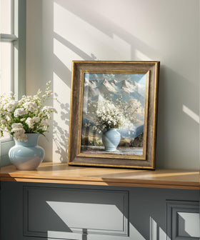 Afuly 8x10 vintage frame side view shows slim profile for shelves.