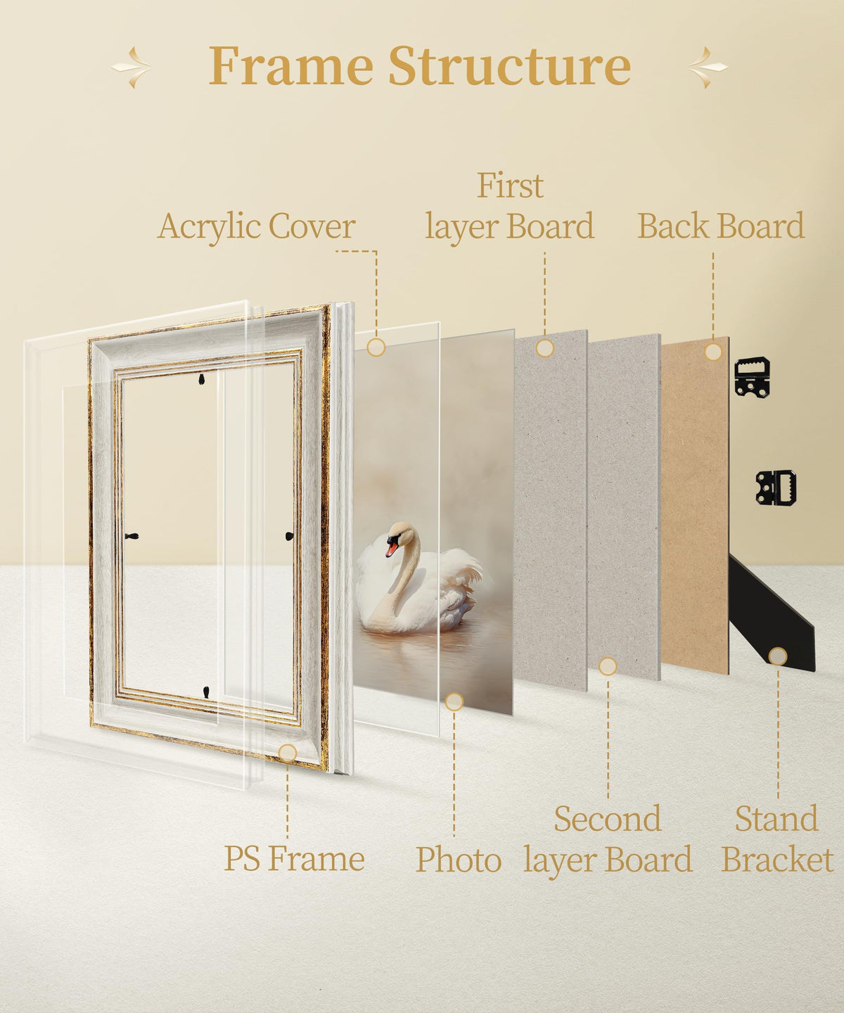 Afuly frame tabletop stand enabling versatile orientation