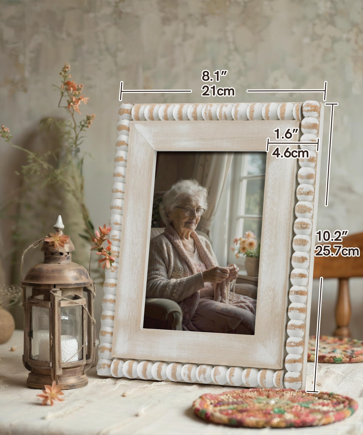 Afuly boho white beads detail adds subtle charm to photos.