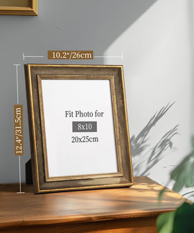 Afuly brown-gold frame offers warm, traditional wall accents.