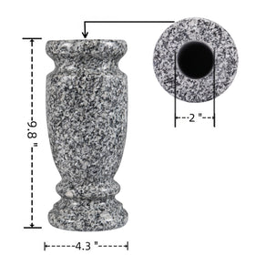 Afvarir granite cemetery vase shows side drainage holes preventing water pooling.