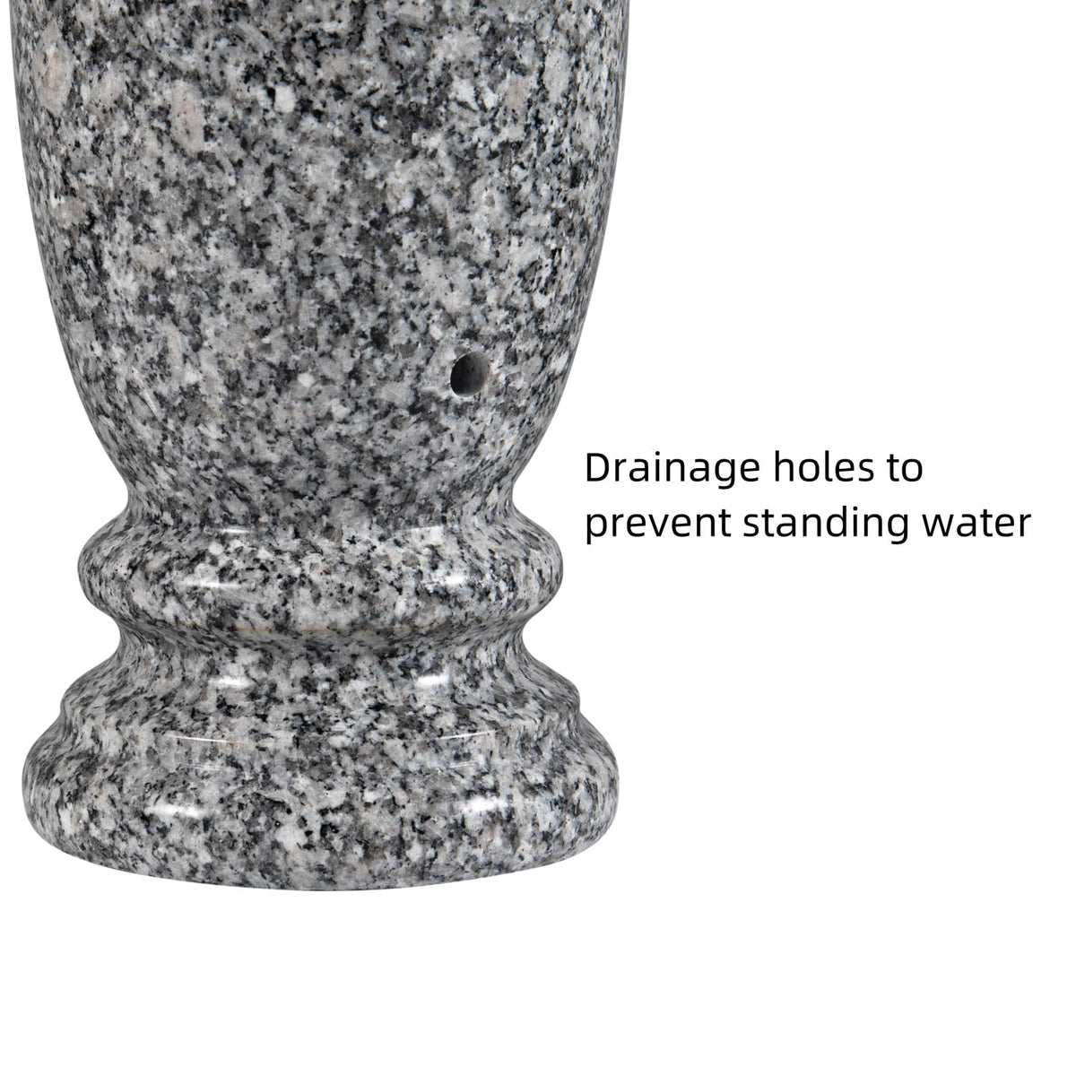 Afvarir granite cemetery vase weighs about 9 pounds for stable outdoor placement.