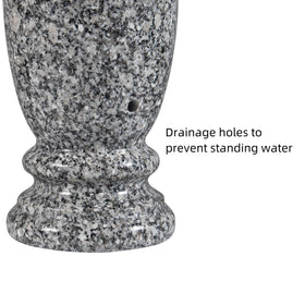 Afvarir granite cemetery vase weighs about 9 pounds for stable outdoor placement.