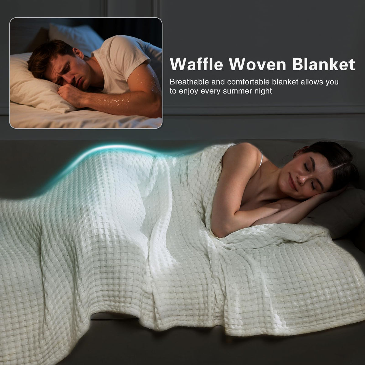Aganear blanket demonstrates breathable comfort on a couch