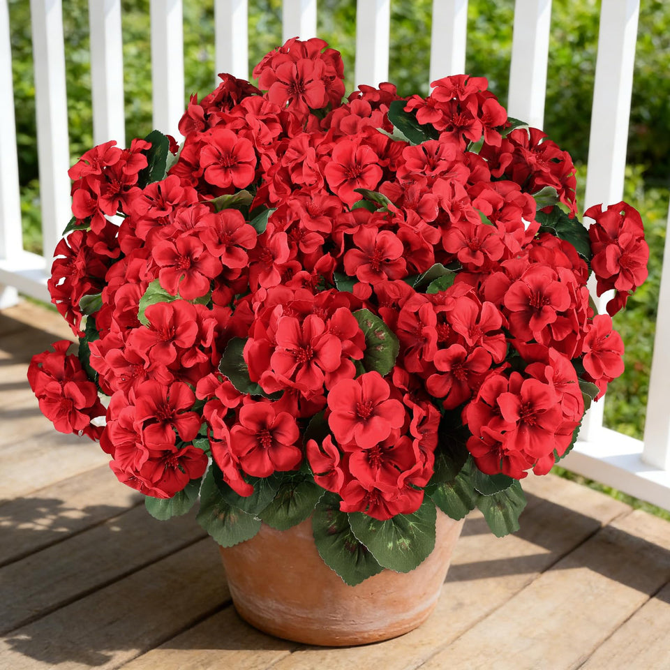 AGIRL red geranium bundles—six-pack with lifelike silk blooms for versatile decor.