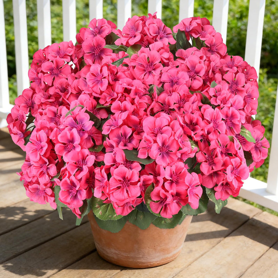 AGIRL rose-red artificial geraniums outdoor bundles with UV resistance for porch decor