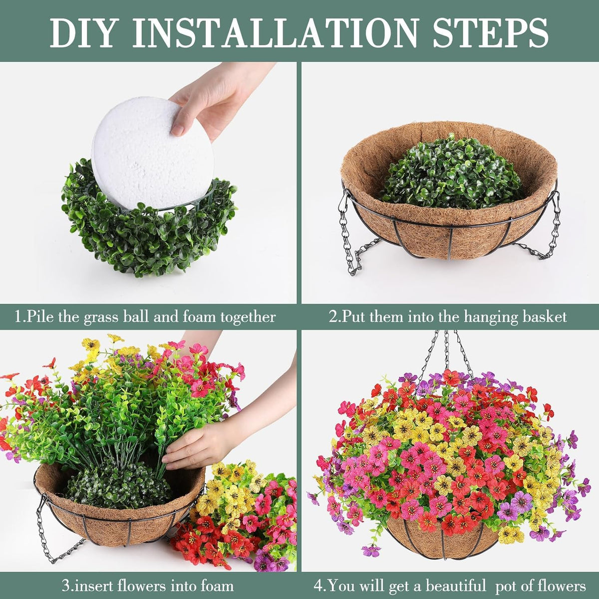 AGIRL semicircular plastic leaves enhance realistic greenery on baskets