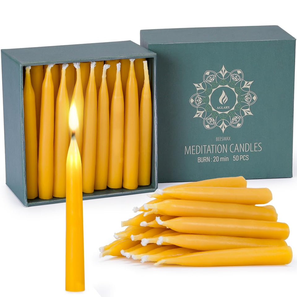 AGLARY 20-minute pure beeswax candles glow softly for calm ambiance.