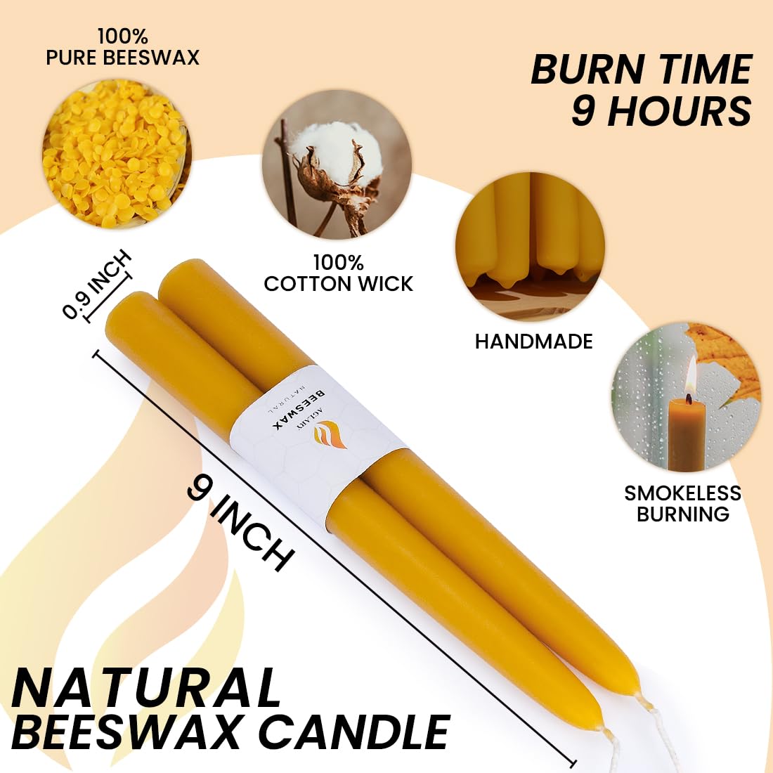 AGLARY beeswax taper candles unlit bundle ideal for events