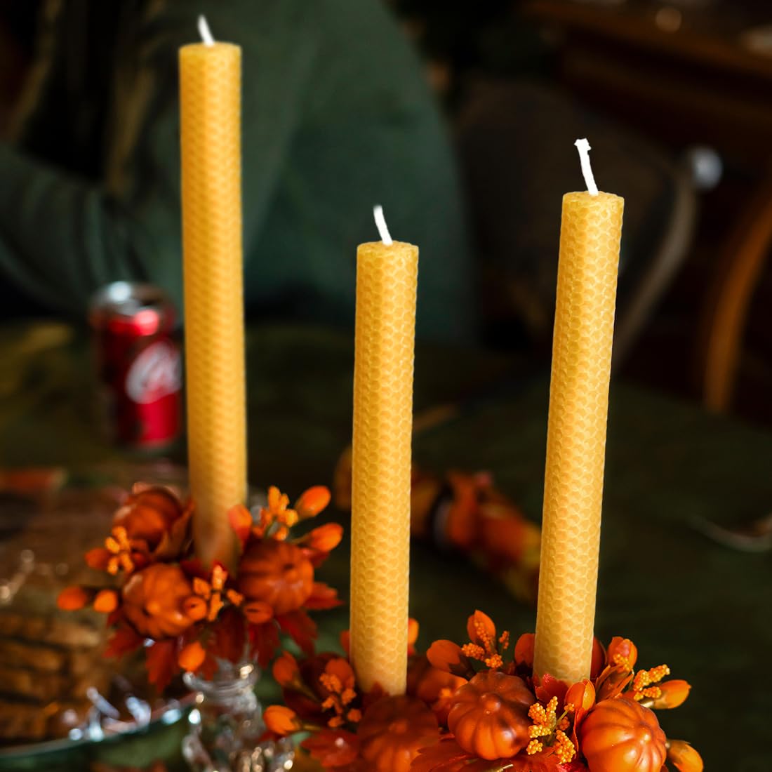 AGLARY brown raw beeswax tapers for long-lasting use