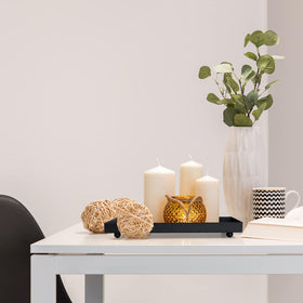 AGLARY Rectangle Black Matte Metal Tray jewelry storage keeps pieces visible.