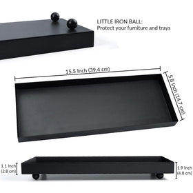 AGLARY Rectangle Black Matte Metal Tray vanity decor tray keeps cosmetics organized.
