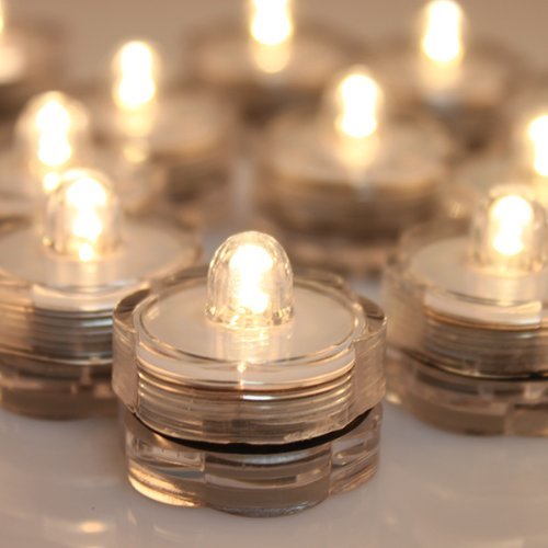 AGPTEK 24x LED submersible tea lights provide warm white decorative illumination.