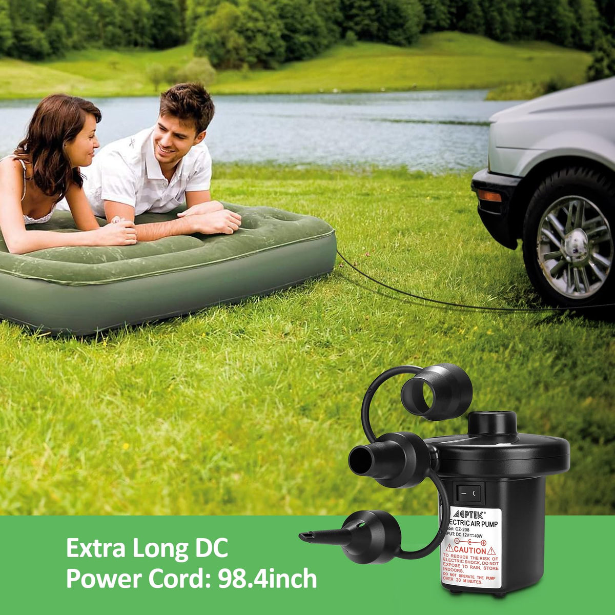 AGPTEK air mattress inflation during outdoor camping