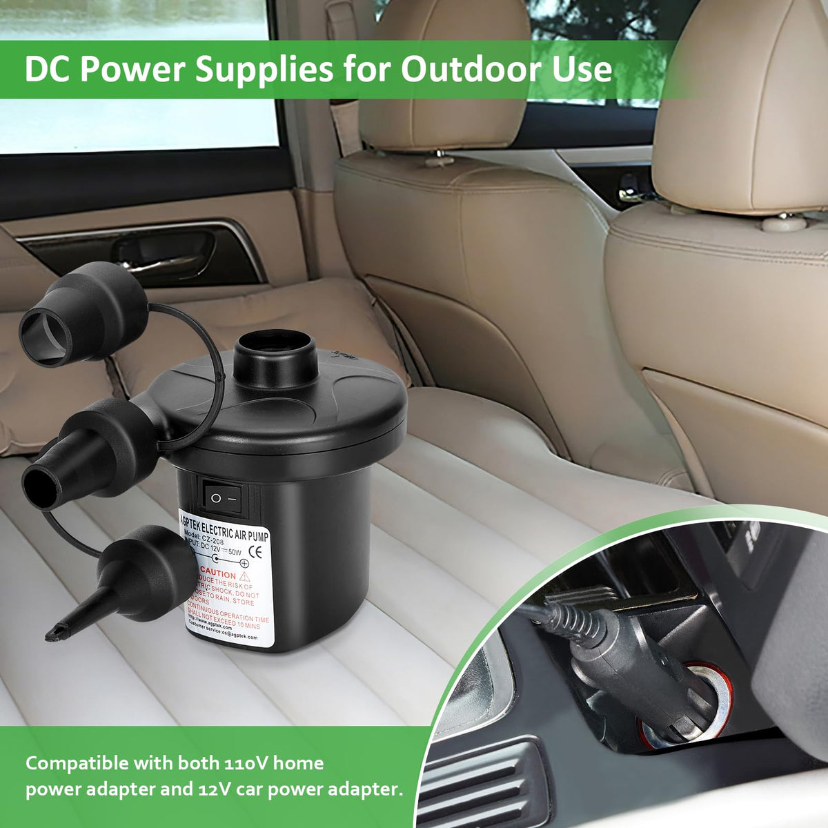 AGPTEK air pump multi-purpose inflating mattresses, cushions, and rings
