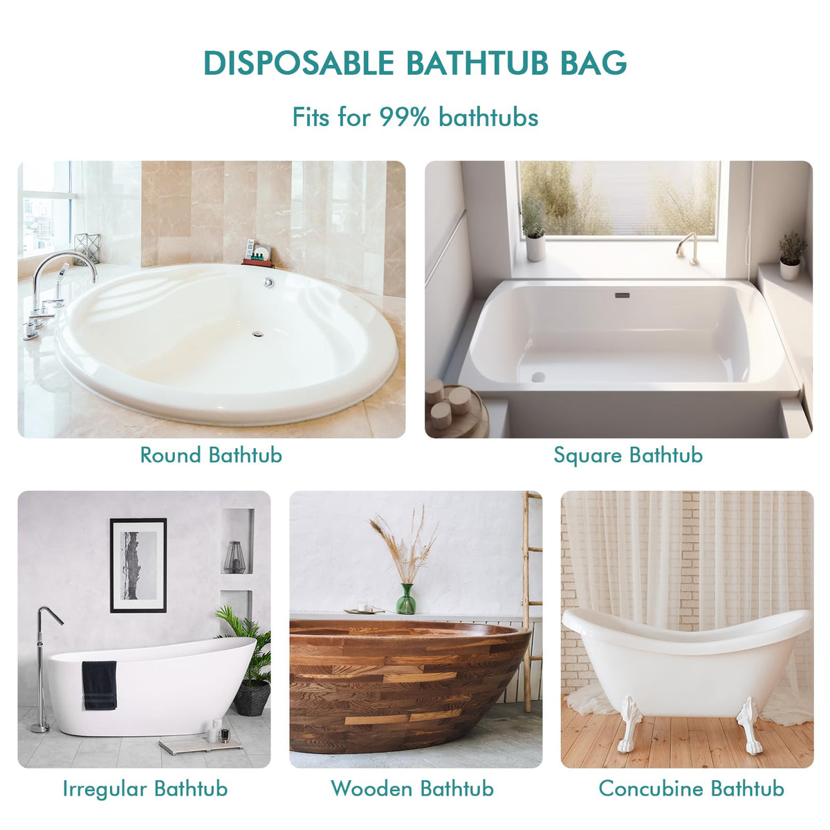 Liner with positioning stickers prevents slipping on tub surfaces.