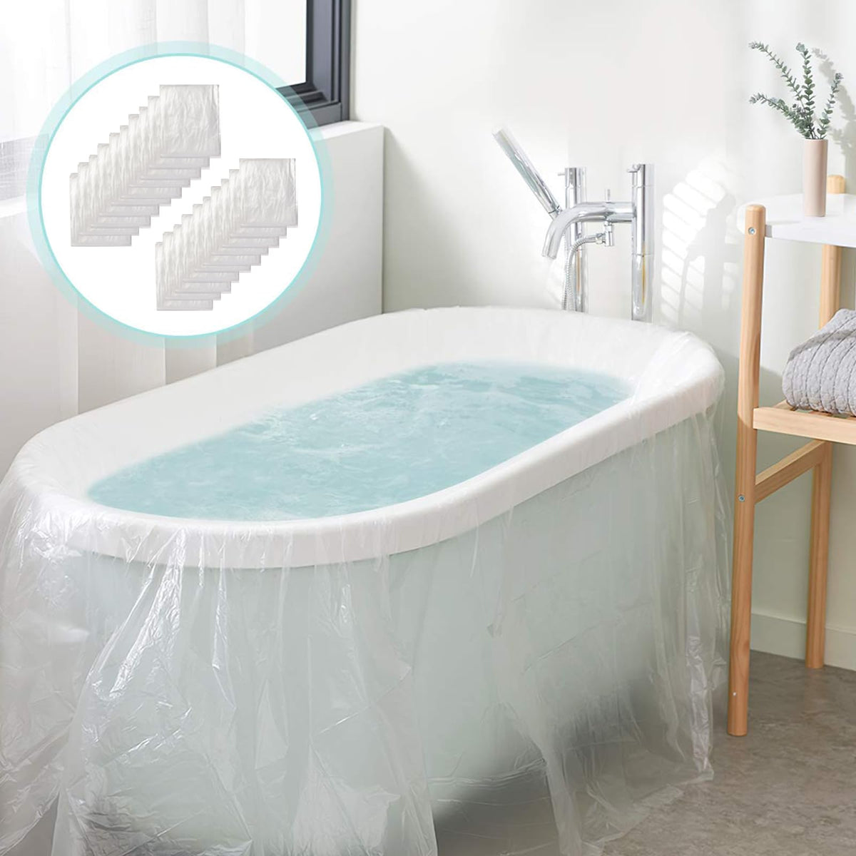 AGPTEK disposable bathtub cover liner 102x47 inches protects tubs and maintains hygiene.