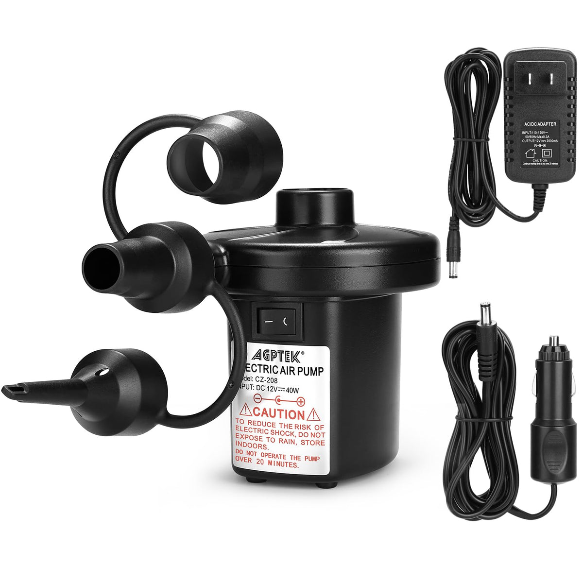 AGPTEK electric air pump full view for quick inflation and deflation