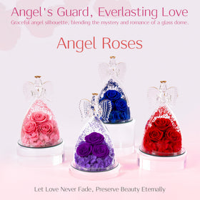 Agrul Angel Dome with glass cover highlights preserved blooms for elegant decor.