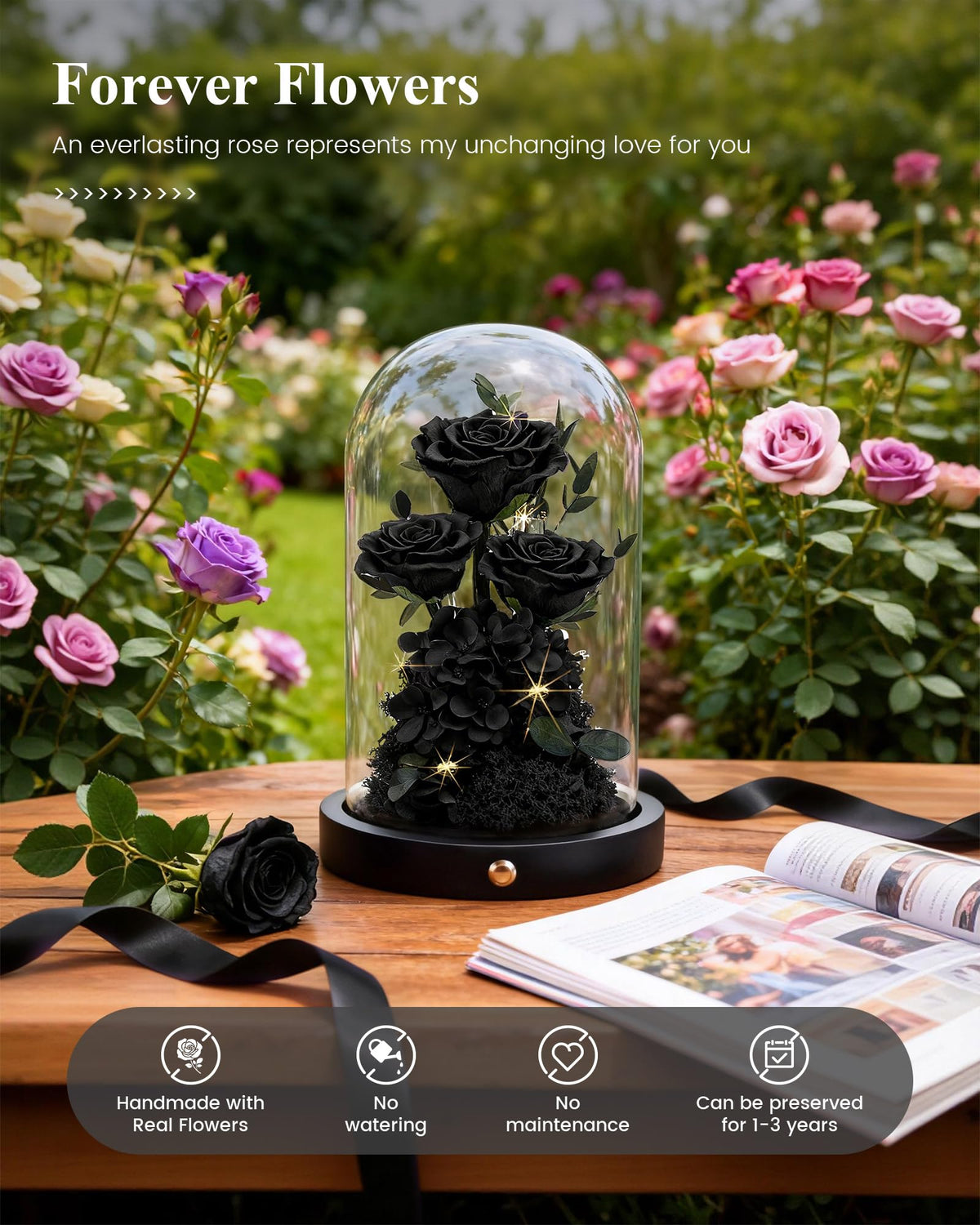 Agrul rose dome on mantel enhances timeless home decor