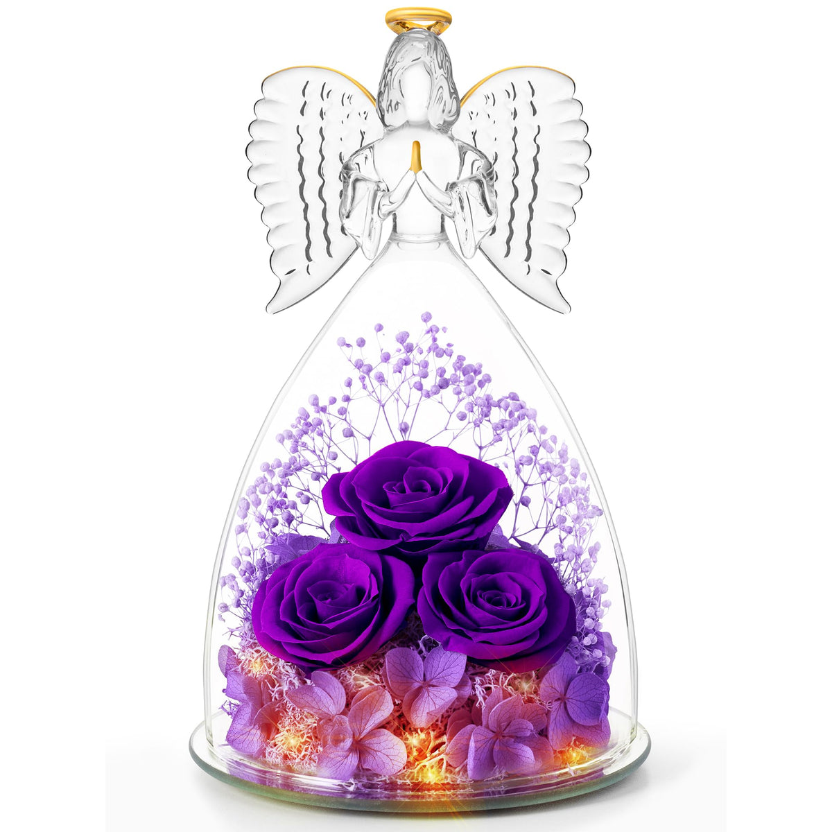 Agrul Forever Roses in an angel dome, a timeless keepsake for mom.