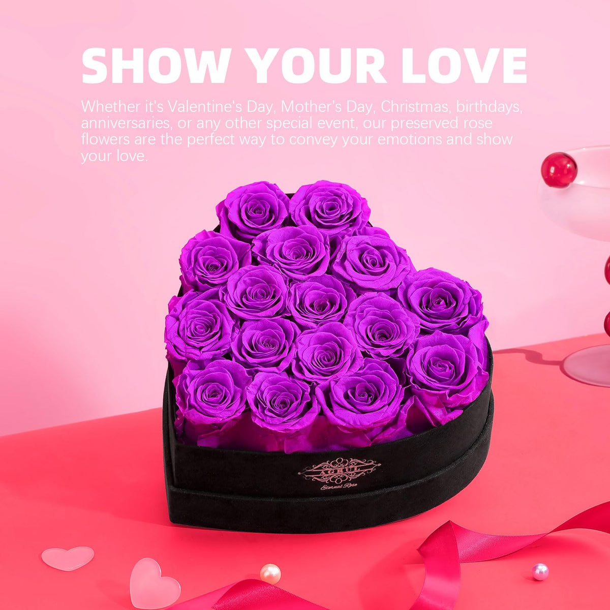 Agrul purple preserved roses bouquet ready for delivery and gifting.