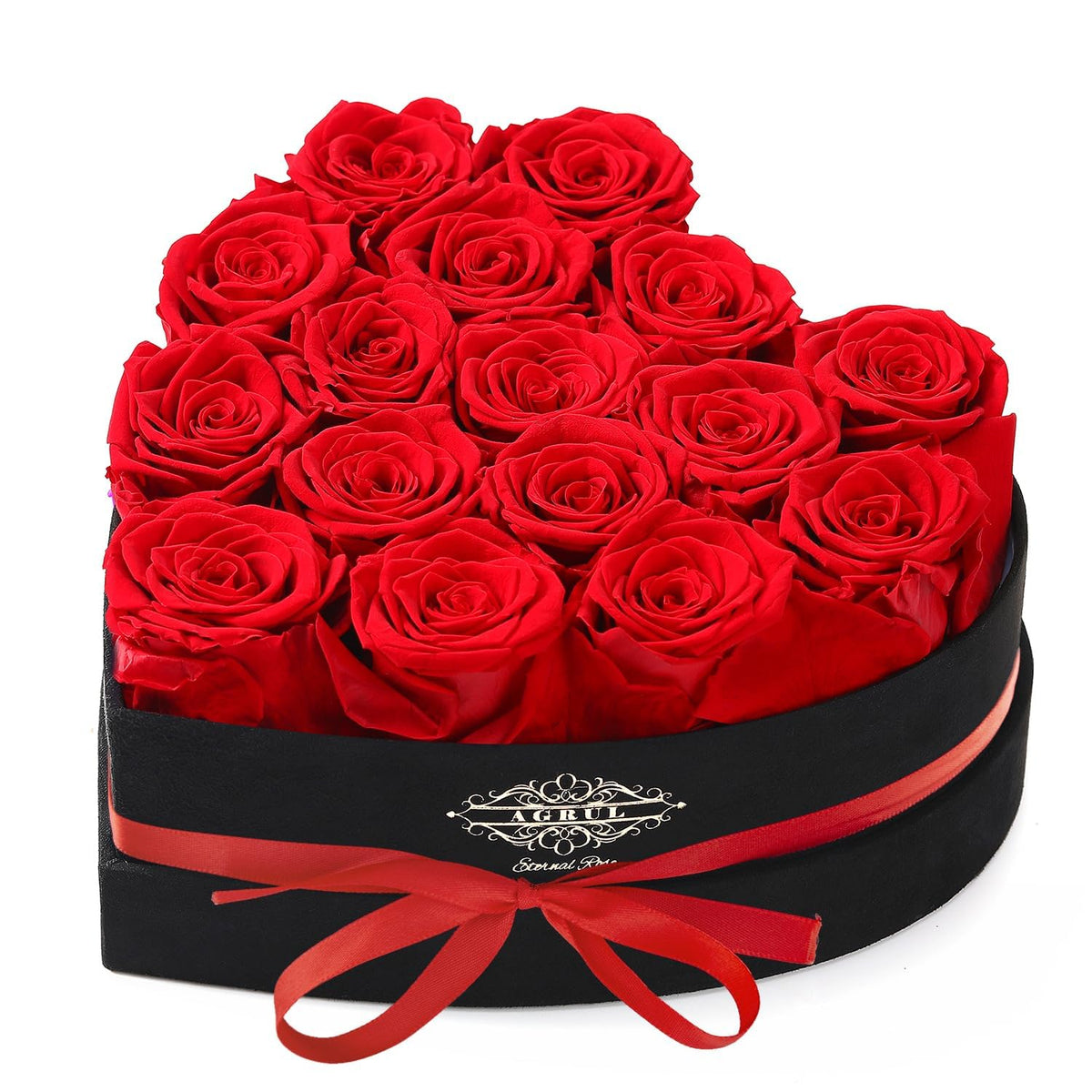 Agrul preserved roses in a heart box, lasting beauty for Mother's Day.