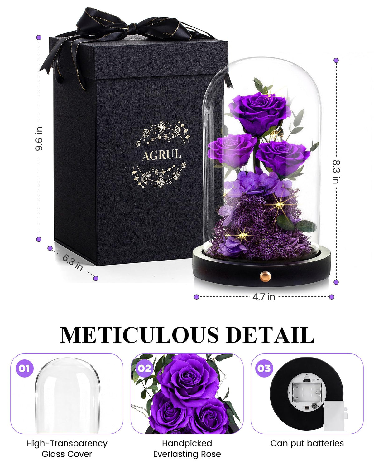 AGRUL preserved rose color remains true to life without watering.