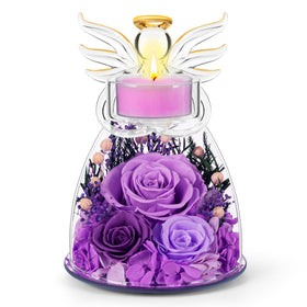 Agrul preserved roses inside a glass angel dome offer timeless home décor.