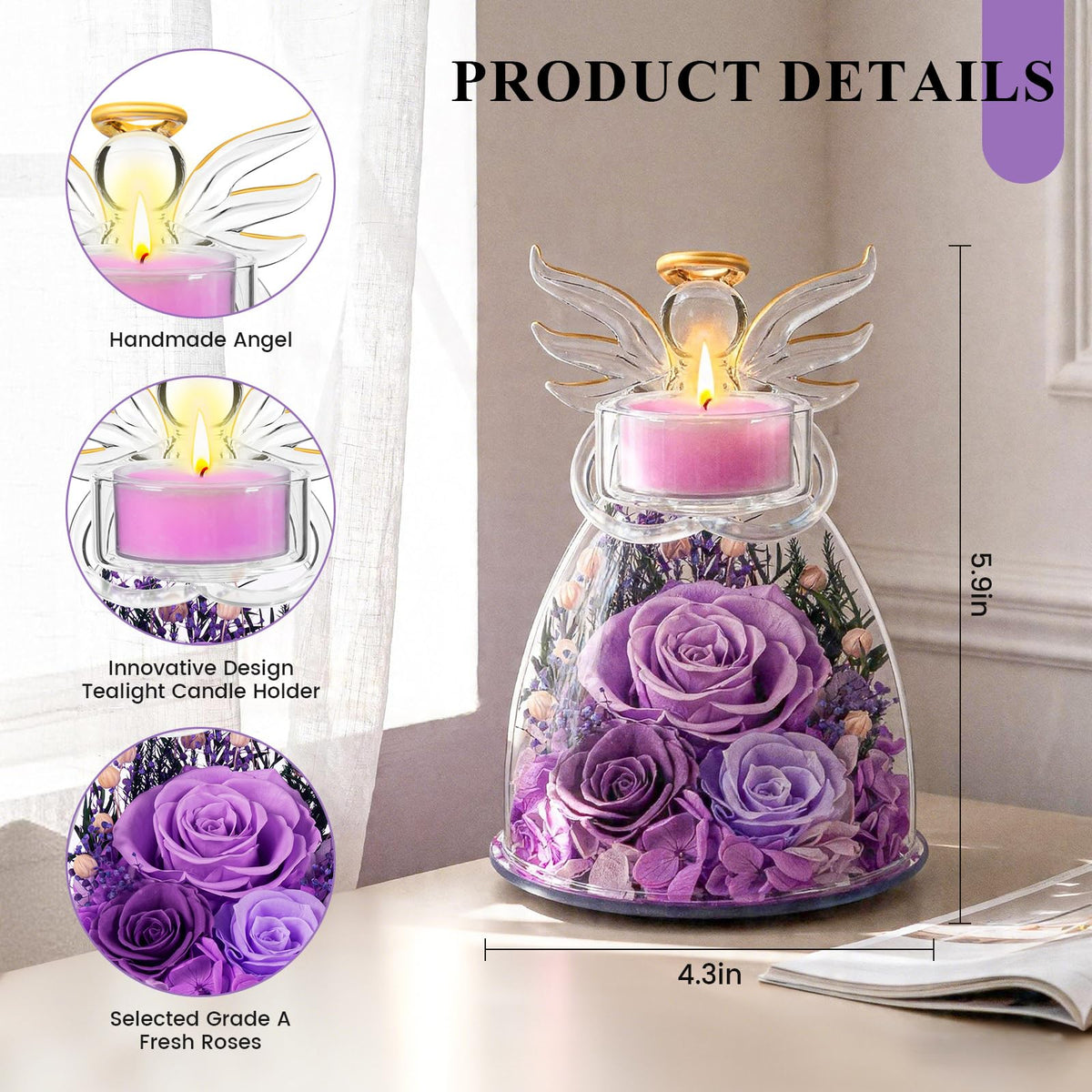 Agrul tea candle holder inside a dome enhances cozy spaces.