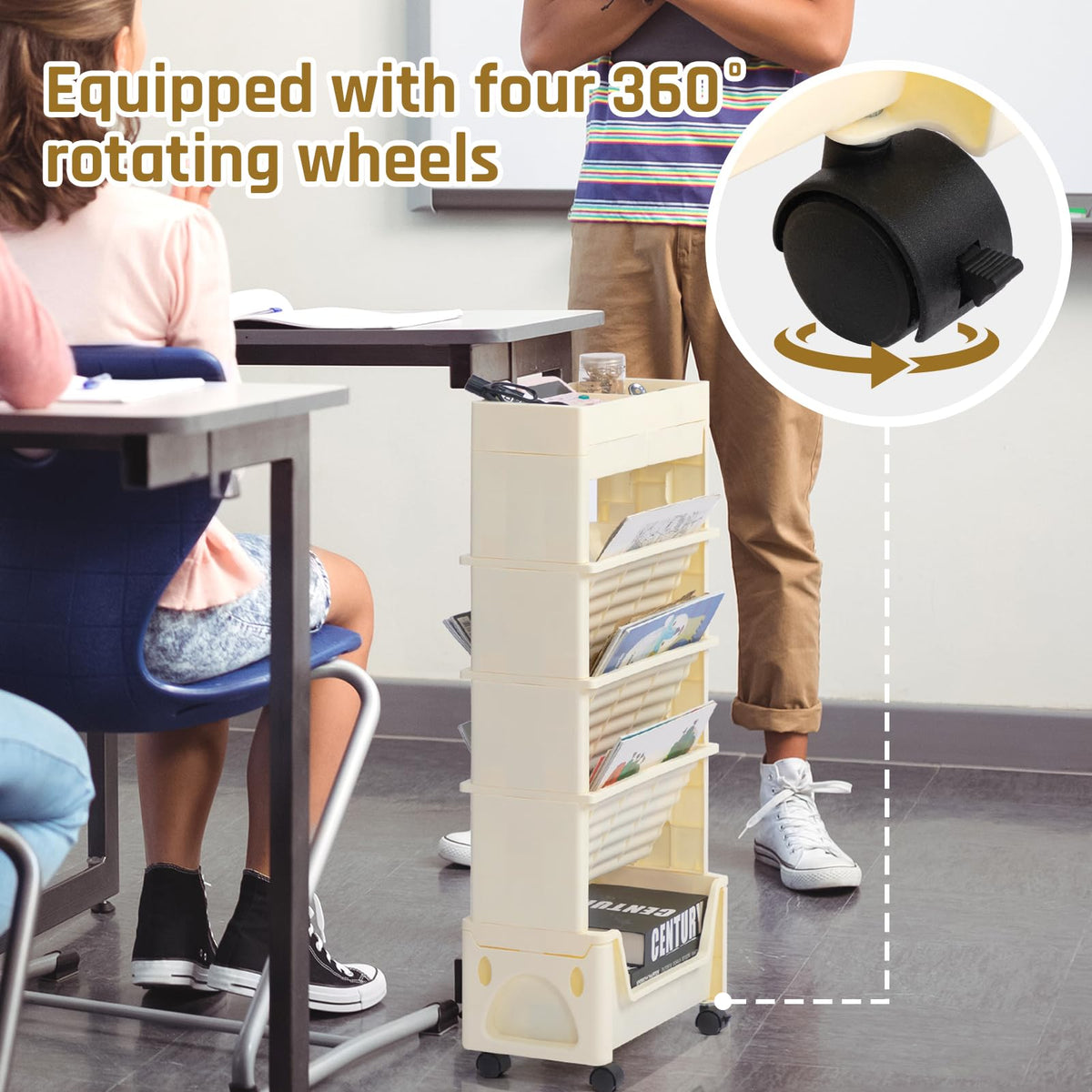 AGTEK stable book storage design prevents tipping during use.