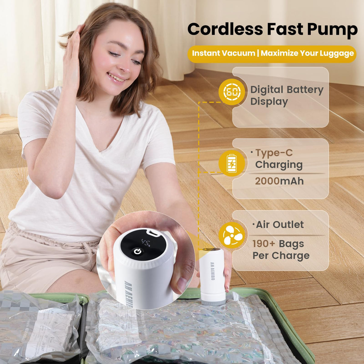 AH AEHIBO vacuum bags large pack provides extra compression for bedding and pillows.