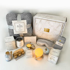 AHAGIFTREE gift basket blanket and mug for cozy self-care moments