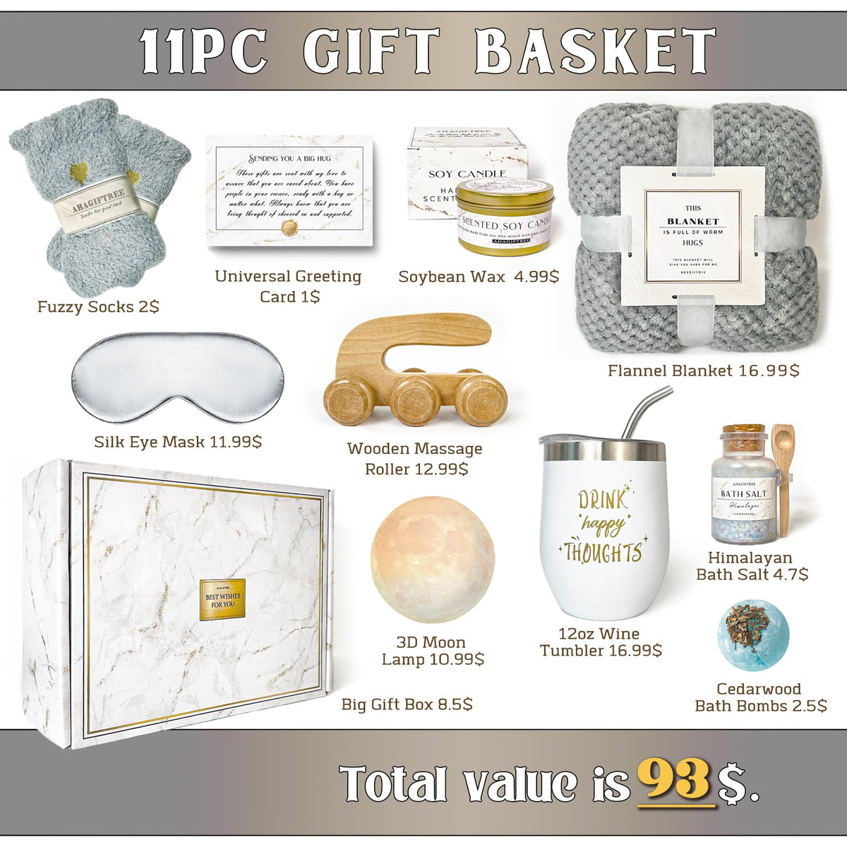AHAGIFTREE gift basket moon lamp provides a calming glow for relaxation