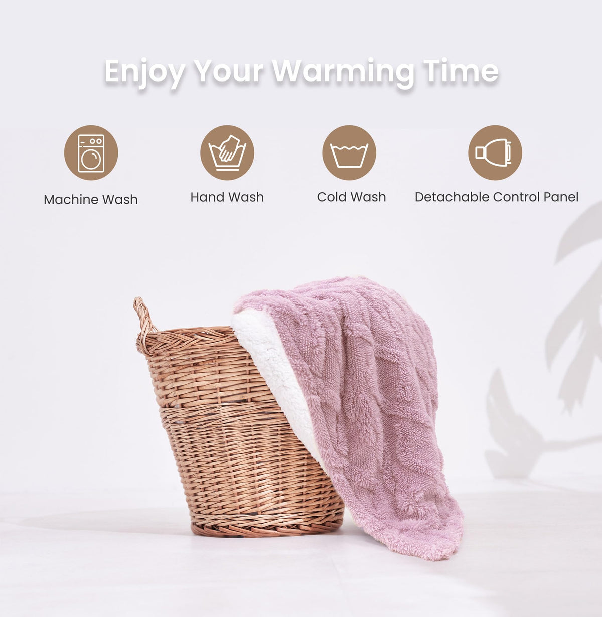 Aheadpret pink blanket in living room suggests inviting warmth.