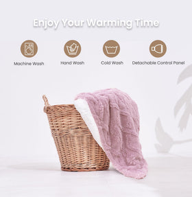 Aheadpret pink blanket in living room suggests inviting warmth.