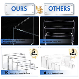 Aheroi 8.66-inch clear acrylic riser elevates cosmetics displays